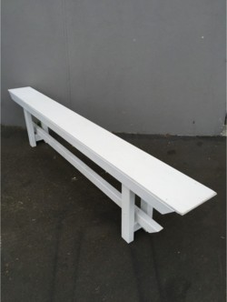 Wooden Bench Seat White - 2.4m