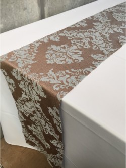 Natural & Blue Brocade Table Runner