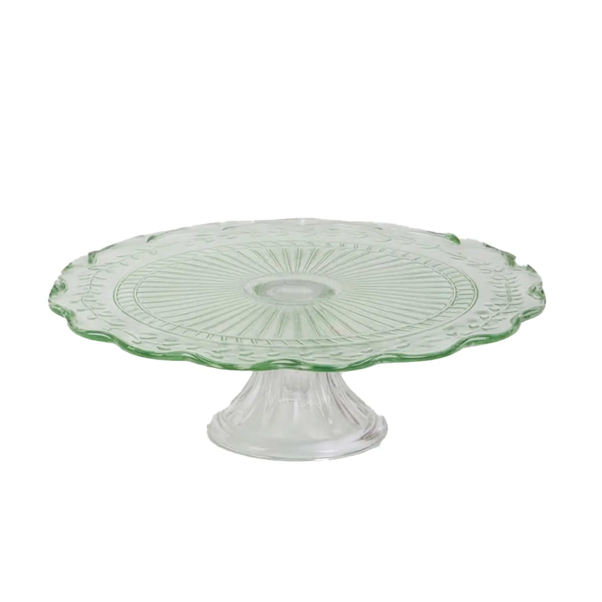 Insphire_Auckland_Hire_Cake Plate Vintage Green Glass Large