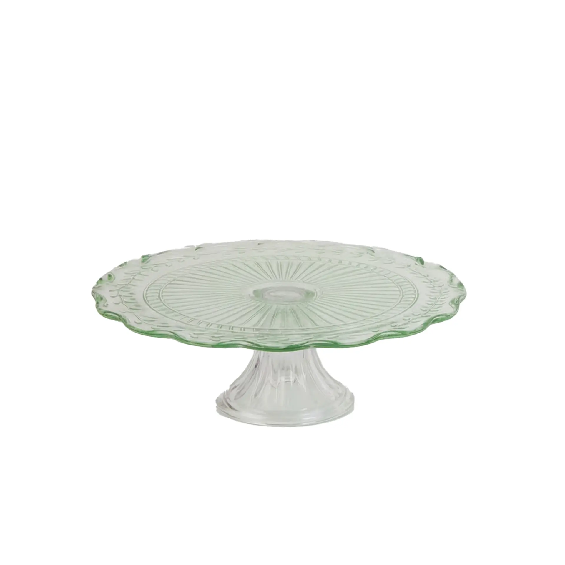 Insphire_Auckland_Hire_Cake Plate Vintage Green Glass Medium