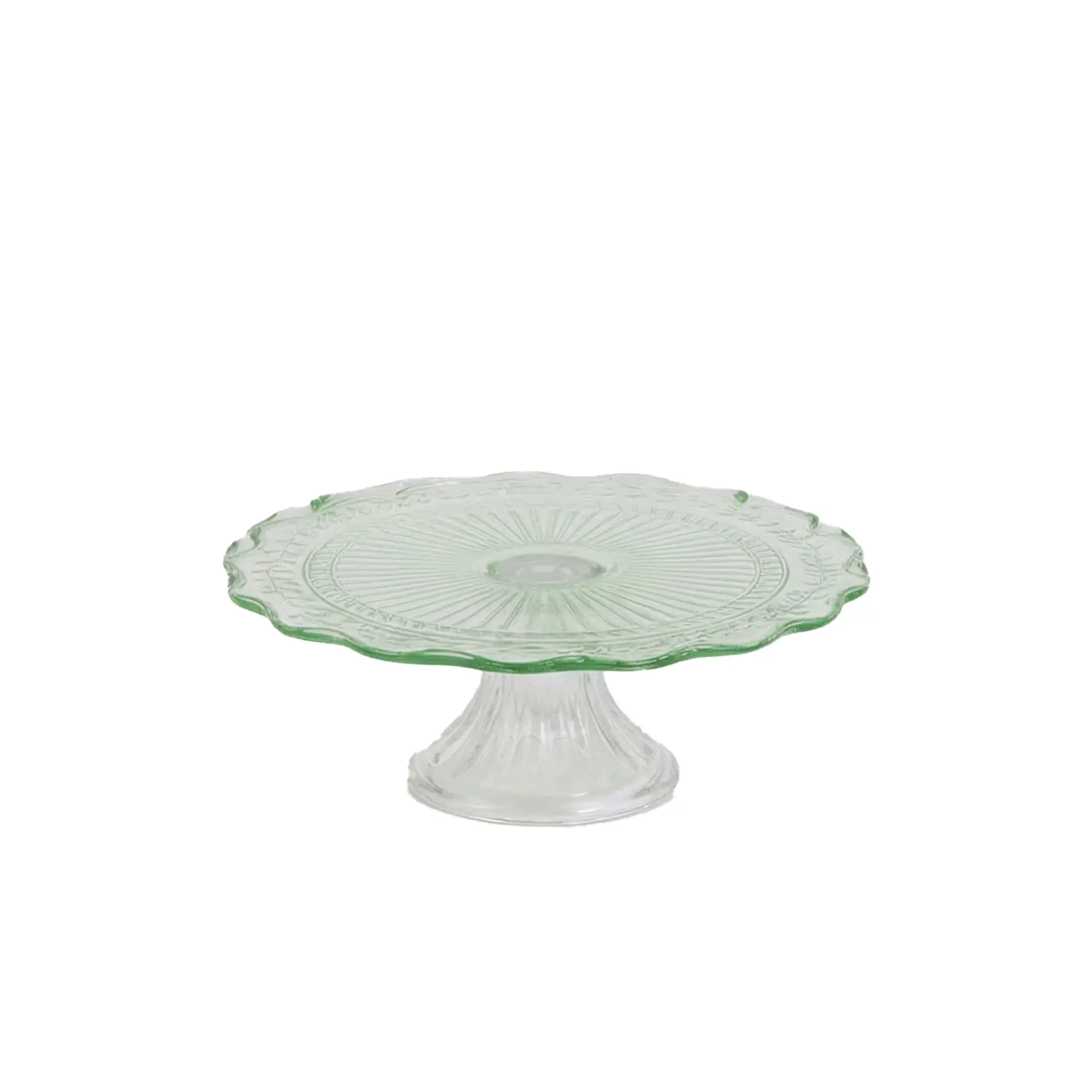 Insphire_Auckland_Hire_Cake Plate Vintage Green Glass Small
