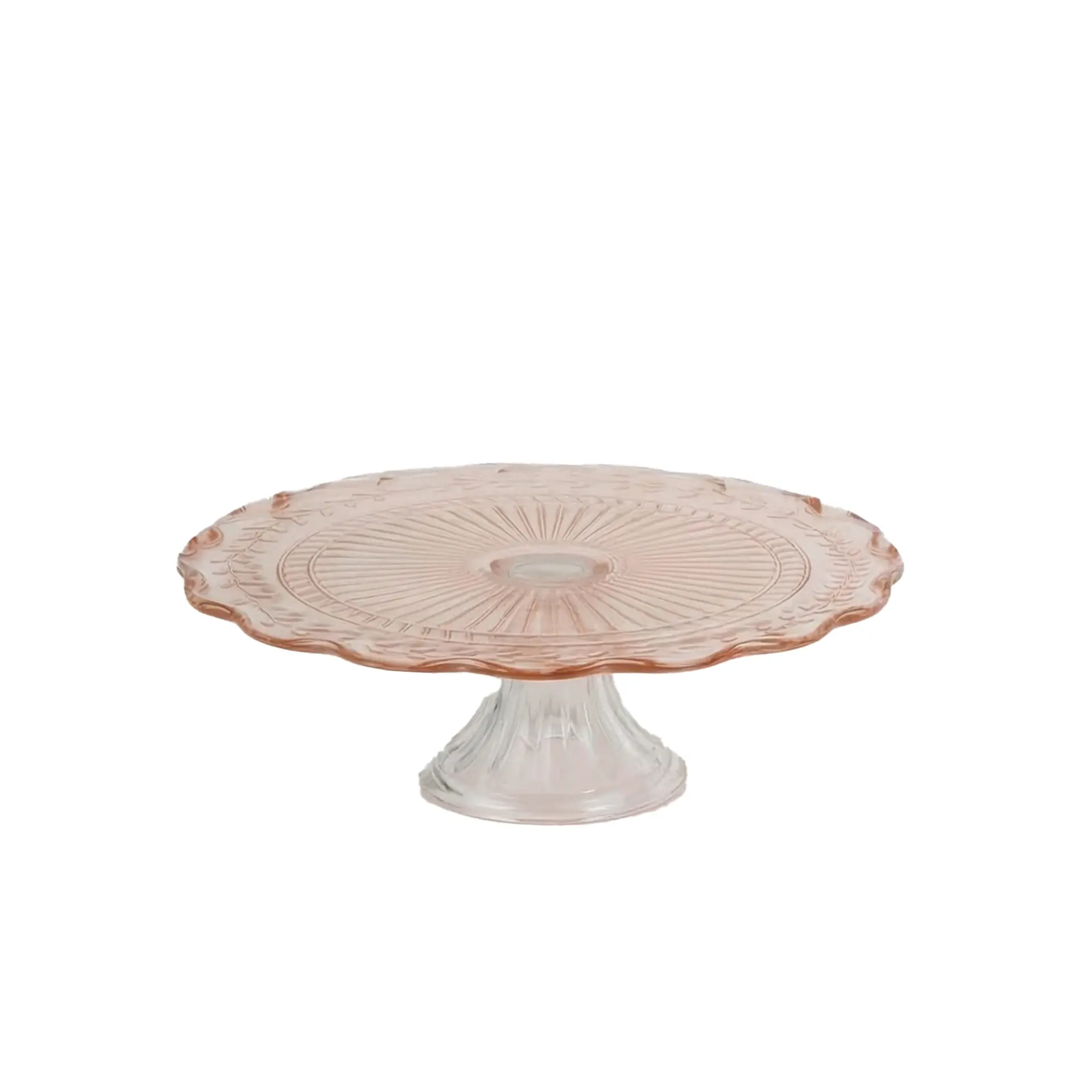 Insphire_Auckland_Hire_Cake Plate Vintage Pink Glass Medium-1