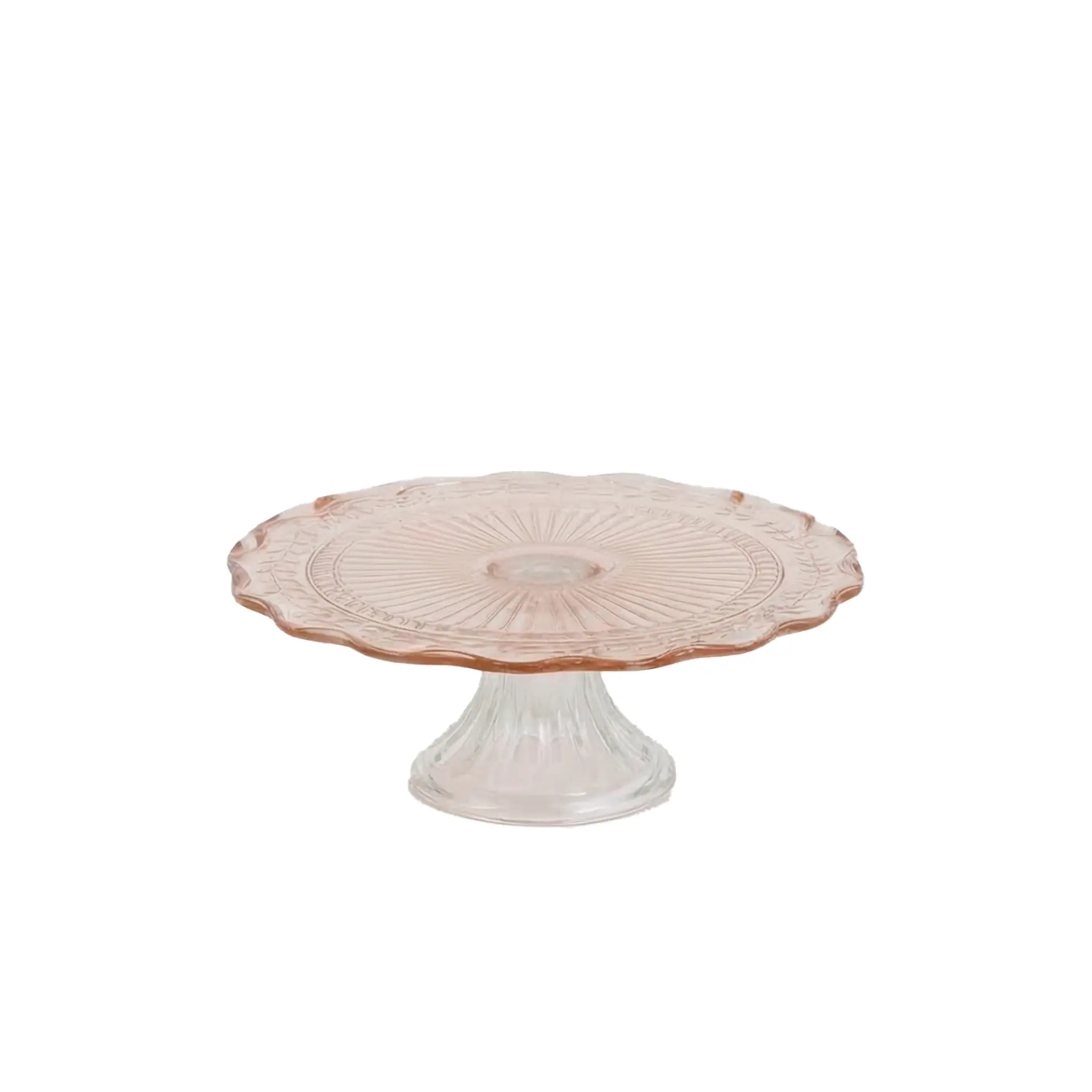 Insphire_Auckland_Hire_Cake Plate Vintage Pink Glass Small