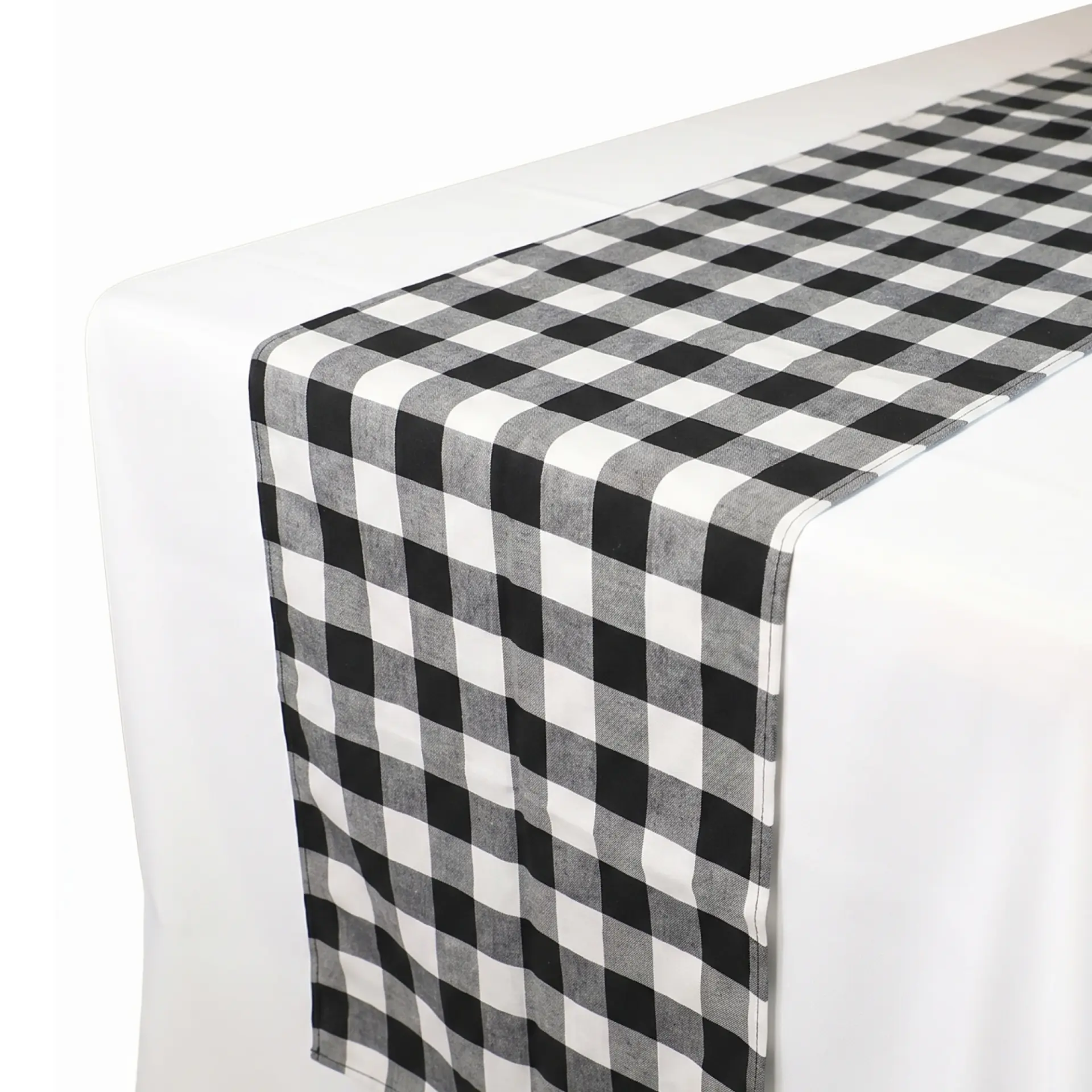 Insphire_NZ_Hire-Table Runner Black & White Check 5m