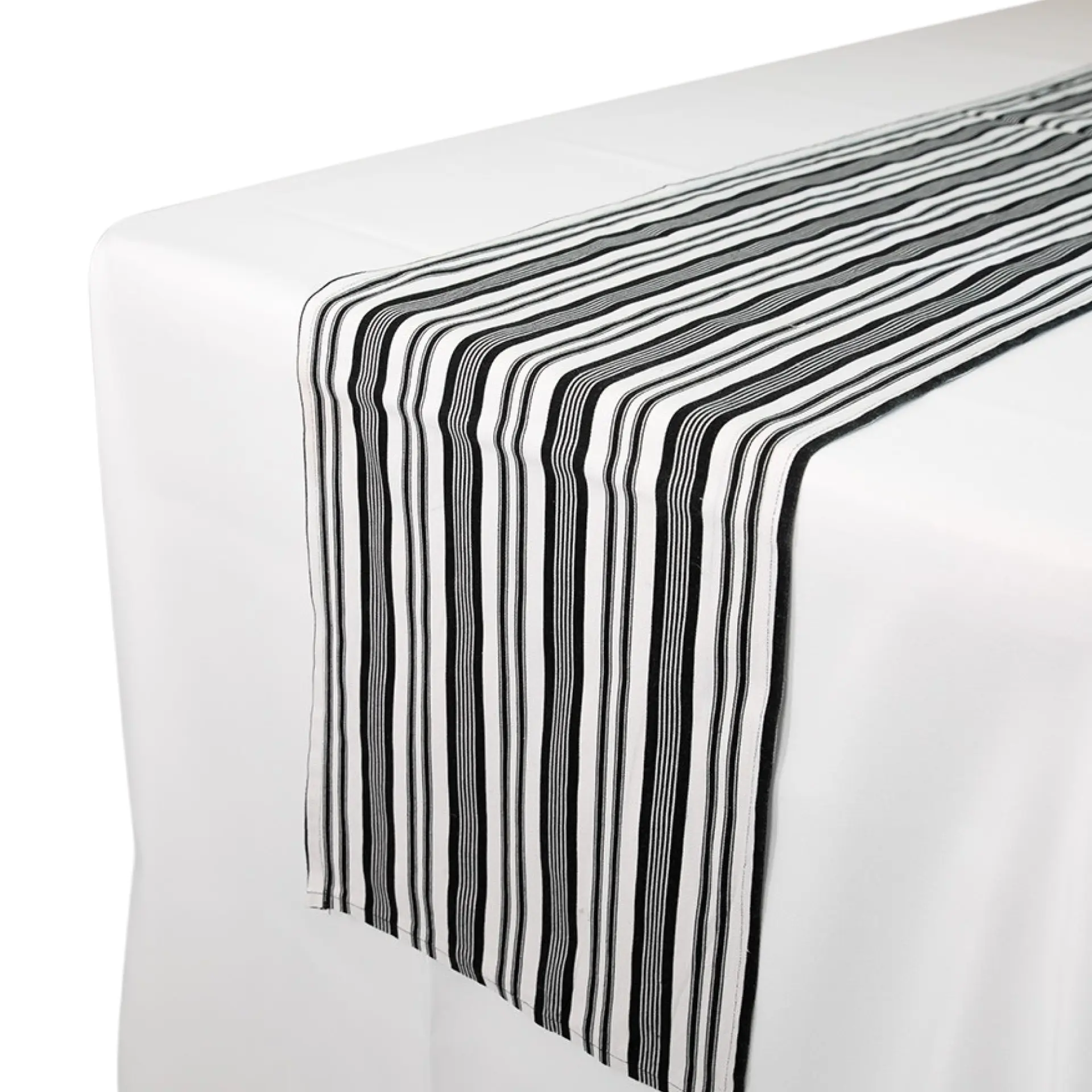 Insphire_NZ_Hire-Table Runner Black and White Stripe-White