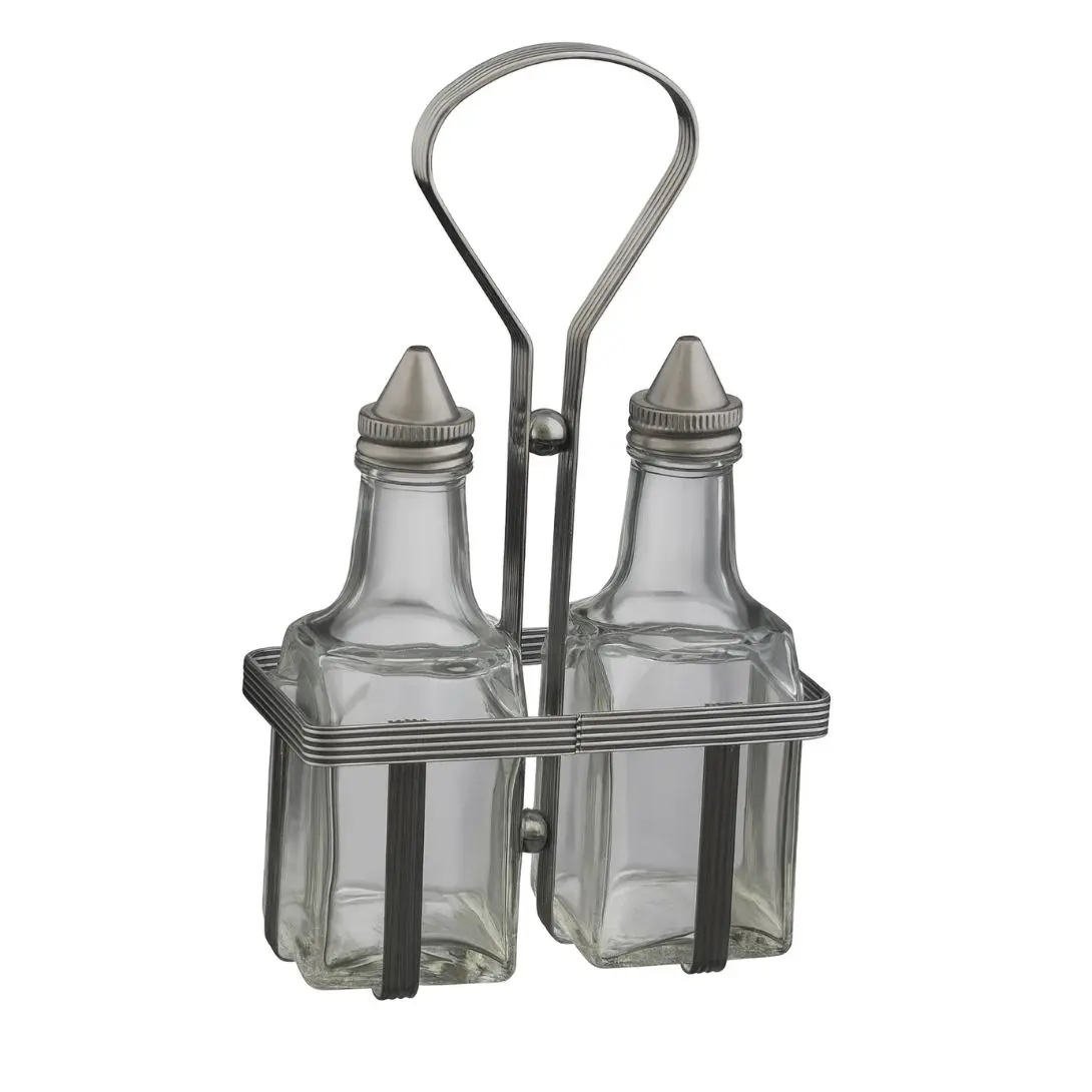 Oil and Vinegar Bottles in Stainless Steel Carrier