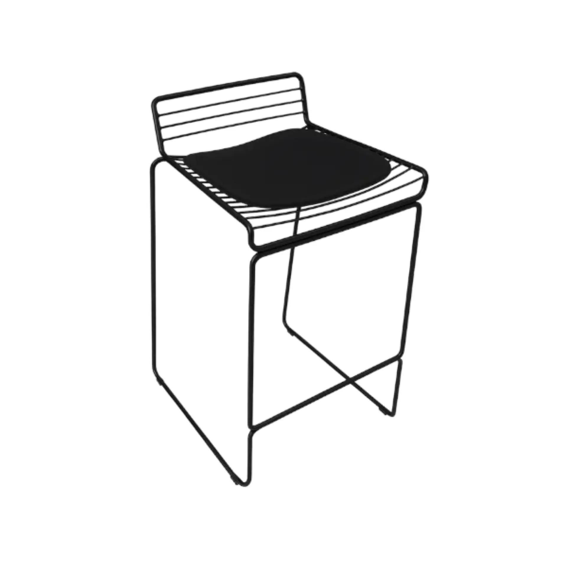 Insphire_Auckland_Hire_Bird Cage Bar Stool Black – with cushion