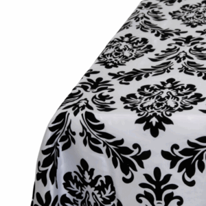 Linen Overlay Sq Black & White Brocade