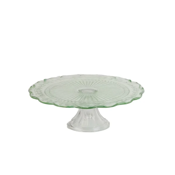 Insphire_Auckland_Hire_Cake Plate Vintage Green Glass Medium