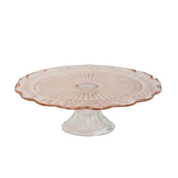 Insphire_Auckland_Hire_Cake Plate Vintage Pink Glass Large