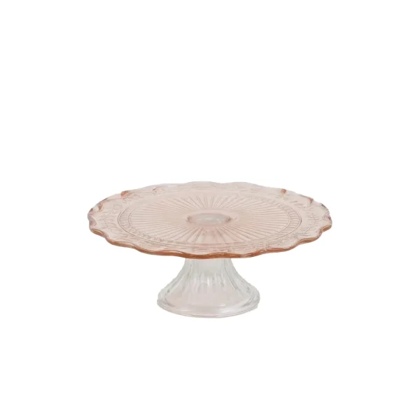 Insphire_Auckland_Hire_Cake Plate Vintage Pink Glass Small