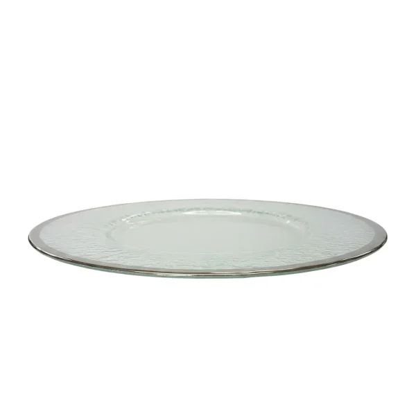 Insphire_Auckland_Hire_Dinnerware_Glass Plate Platinum 30cm