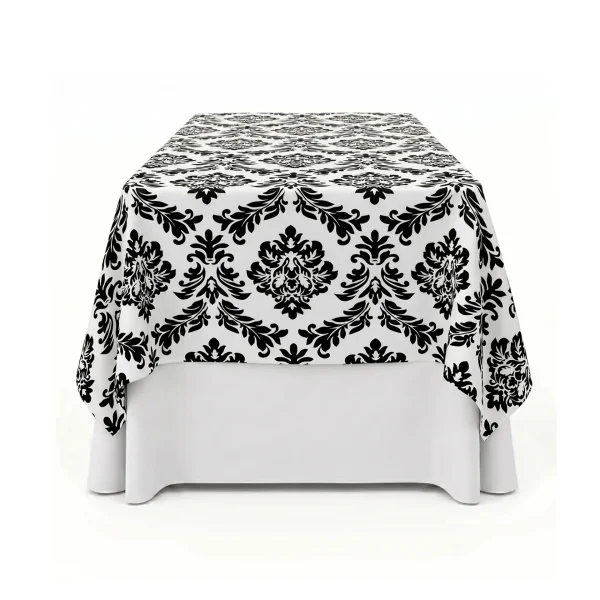 Insphire_Auckland_Hire_Linen Overlay Sq Black & White Brocade