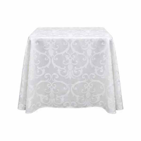 Insphire_Auckland_Hire_Linen Square Ivory Fleur de Lis 90 2.3m-cream