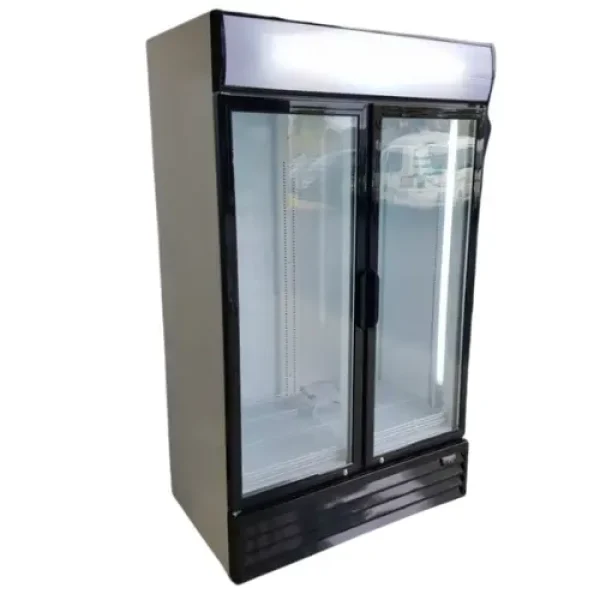 glass double door fridge old